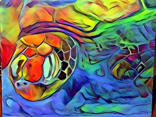 The Water is Too Hot Digital Turtle, from acrylic painting
