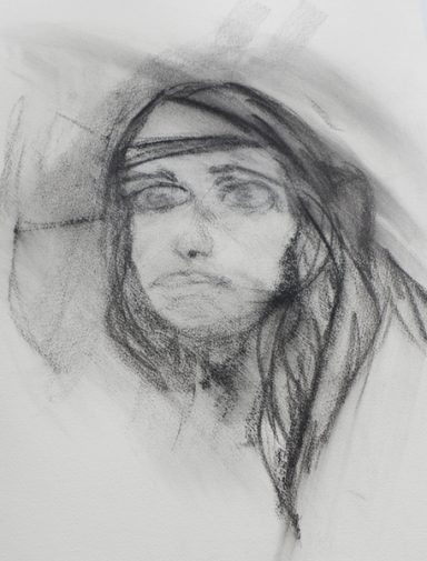 After push back Charcoal self portrait
